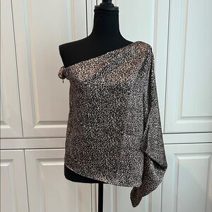 NWT: WHBM One Shoulder Animal Print Top